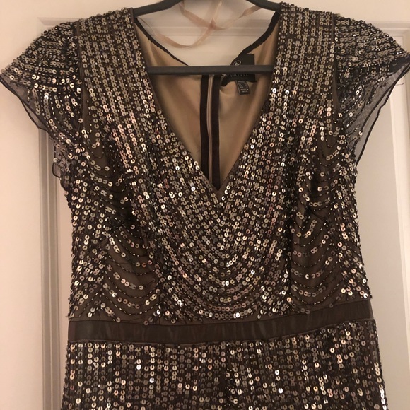 Adrianna Papell chocolate brown embellished gown - Picture 1 of 8